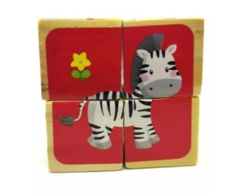 Puzzle Rompecabezas Infantil 4 Cubos Madera Didáctico - tienda online
