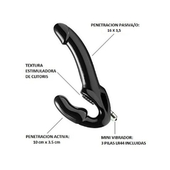 Strap On mediano con doble dildo y vibración negro - comprar online