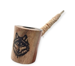 Cachimbo xamânico desenho lobo 