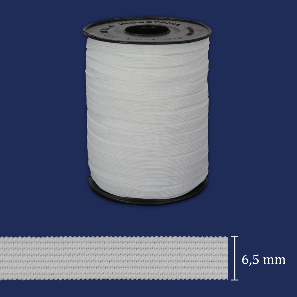 Elástico de embutir 06,5 mm Tekla Conde 6,5 branco c/ 100 m