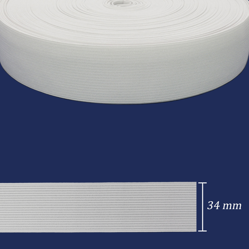 Elástico de embutir 34 mm Zanotti Moleton 35 branco c/ 25 m - comprar online
