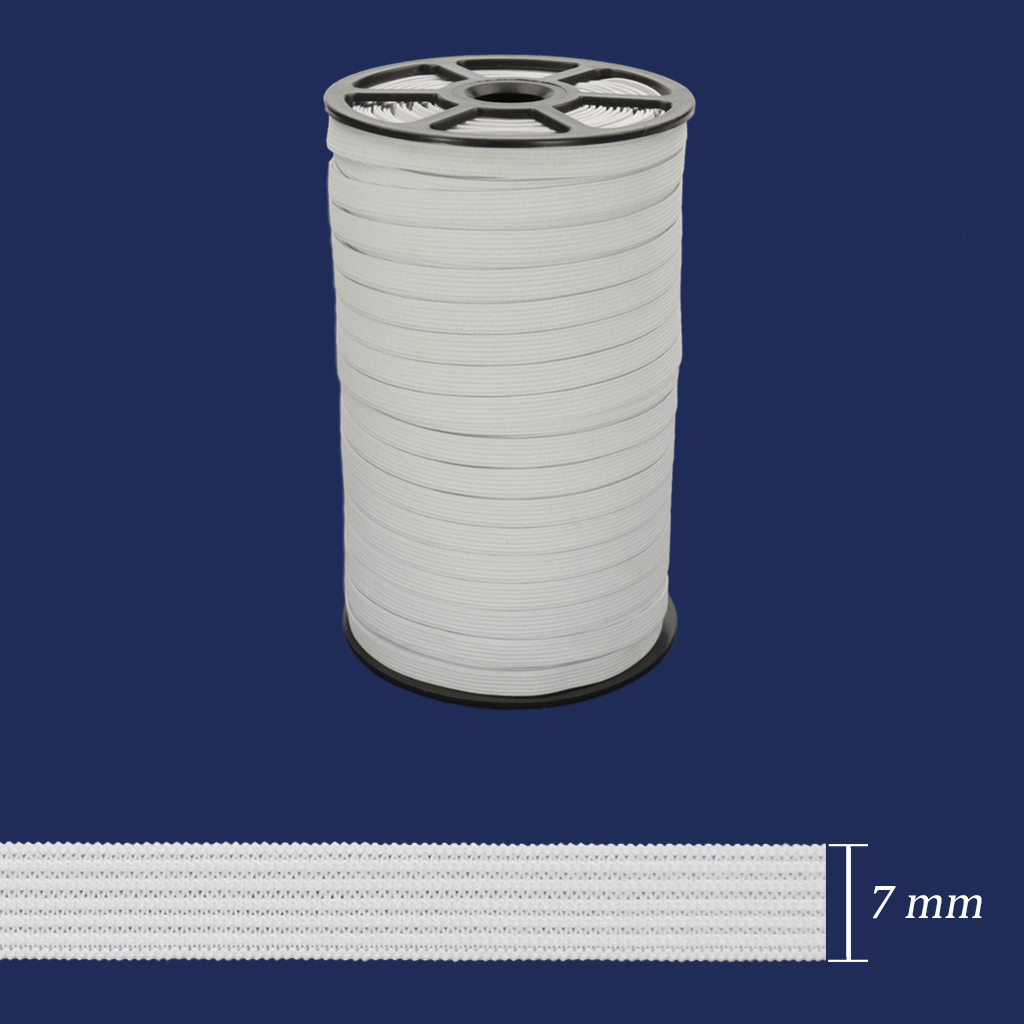 Elástico de embutir 07 mm Zanotti Serval 10 branco c/ 100 m