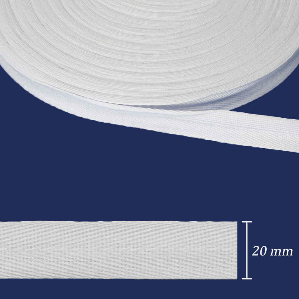 Cadarço de algodão 20 mm branco Cordex AA 20 c/ 50 m - comprar online