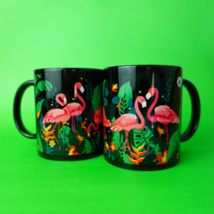 Mug negro - Flamingos