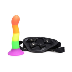 Dildo Orgullo Arcoiris De Silicona Con Arnes Ajustable Y Vibrador - Strap U - comprar en línea