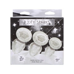 Set De 3 Plug Anal Diferentes Tamaños - Silver Glitter Gem Booty Sparks - tienda en línea