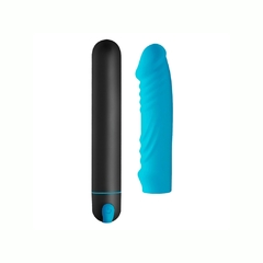 Bala Vibradora Con Funda - XL Bullet Ribbed Sleeve Blue Bang