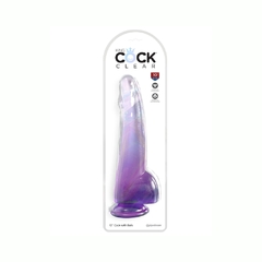 Dildo Consolador Cristalino Púrpura - King Cock Clear 10 With Balls - tienda en línea