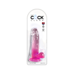 Dildo Consolador Cristalino Rosa - King Cock Clear 7 Balls - comprar en línea