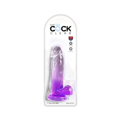 Dildo Consolador Cristalino Rosa - King Cock Clear 7 Purple Balls - comprar en línea