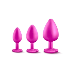 Set Plugs Anales Corazón Con Gema Blanca - Luxe Bling Trainer Kit Pink - comprar en línea