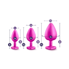 Set Plugs Anales Corazón Con Gema Blanca - Luxe Bling Trainer Kit Pink en internet