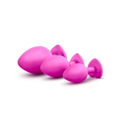 Set Plugs Anales Corazón Con Gema Blanca - Luxe Bling Trainer Kit Pink - tienda en línea