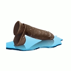 Dildo Consolador Autolubricado - Dr Skin Glide Chocolate Con Testículos - comprar en línea