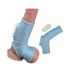 Funda Vibradora Pene y Testículos - Power Sleeve Ribbed Fit Blue Nasstoys - comprar en línea