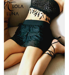Mini Falta Con Olanes De Encaje Talla Chica Negra - Lola Luna - comprar en línea