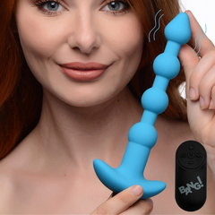 Bolas Anales Vibradoras De Silicona Azul Con Control - Anal Beads Bang - Piccolo Boutique