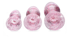 Set 3 Plug Anal Rosa Trasnparente Diferentes Tamaños - Glitter Gem Brillantes Booty Sparks - tienda en línea