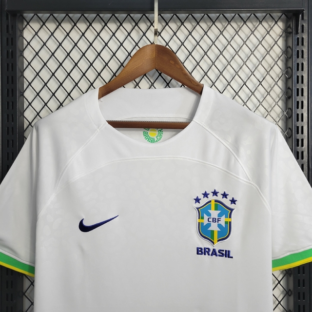 Camisa Da Seleção Brasileira Gola Careca c/ Botão Branca