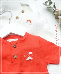 Conjunto de lino camisa bordada a mano y short - Petit Magnolia bebés