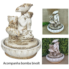 Fonte De Água Buda Sonhador Cascata 3 Quedas Folhas 01094 - comprar online