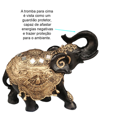 Elefante Indiano Da Sorte M Preto Manto Dourado 14020 na internet