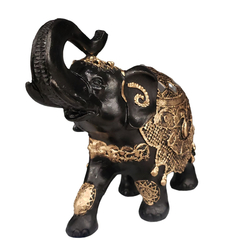 Elefante Indiano Da Sorte G Preto Manto Dourado 14022