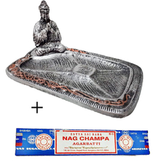 Incensário Pratinho Buda + Incenso Massala Nag Champa Satya 13058