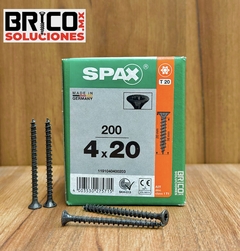 SPAX Para Madera COLOR NEGRO 4x20mm T20 Cuerda Completa 200PZS.