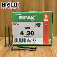 SPAX Para Madera COLOR NEGRO 4X30mm T20 Cuerda Completa 200PZS.