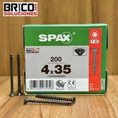 SPAX Para Madera COLOR NEGRO 4x35mm T20 Cuerda Completa 200PZS.