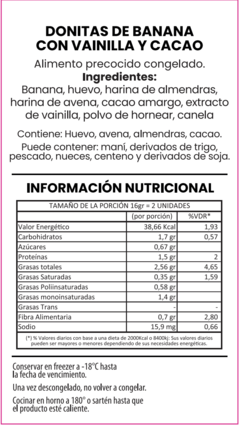 Donitas de banana con cacao y vainilla - tienda online