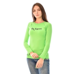 CAMISETA FEM. UV50 M. LONGA - VERDE NEON- TEXAS FARM