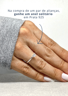 Aliança de Namoro em Prata 2mm Moon Polido + Anel de Brinde - Delfine Joias | Alianças para todas histórias de amor 