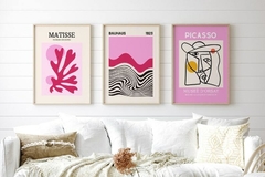 Cuadros Matisse, Bauhaus, Picasso, pink set x3