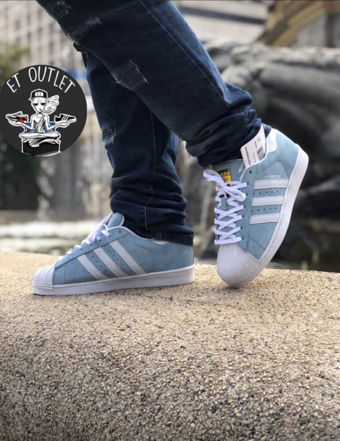 Adidas Superstar Azul Bebê Com Branco - Et outlet