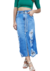 Saia Midi Cordão Destroyed Jeans Feminino - 01.01.9032 - comprar online