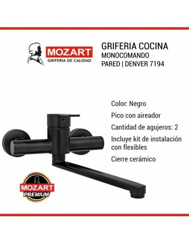 GRIFERIA MONOCOMANDO PARED COCINA MOZART DENVER NEGRA