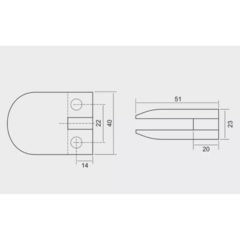 Presilha para Vidro Oval base Reta - loja online