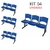 Kit 04 Cadeiras longarinas PLÁSTICAS 03 Lugares – COR AZUL – REALPLAST – 8183