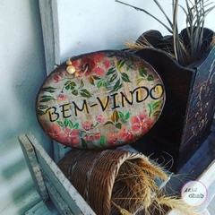 Placa Bem-vindo - Floral - comprar online