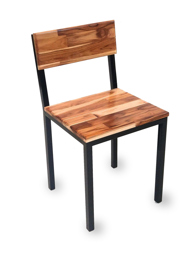 Cadeiras industriais ferro e madeira Teca em 12x sem juros
