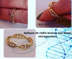 Anel DNA 3D ouro e ródio branco (bicolor)