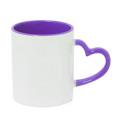 Caneca de Cerâmica com Alça de Coração Lilas e Interior Lilas - Live