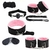 Kit Sado Fetiche BDSM 7 Peças Preto e Rosa Luxo