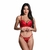 Conjunto Lingerie Calcinha e Sutiã com Bojo Rendado Bicolor Vermelho