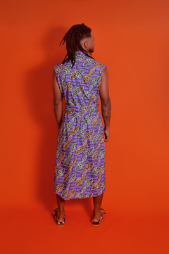 Vestido Traspassado em tecido africano - comprar online