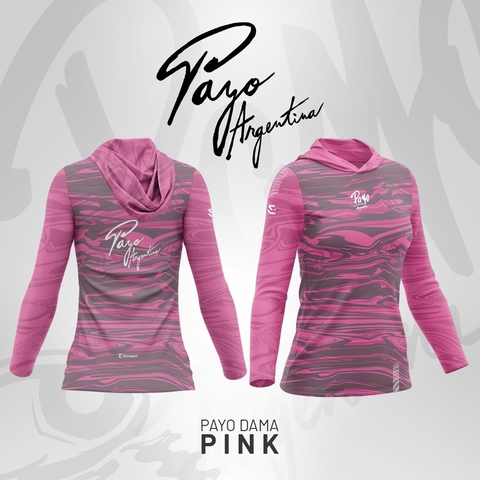 REMERA PAYO LADY PINK CON CAPUCHA SECADO RAPIDO PROTECCION UV Y TELA RESPIRABLE