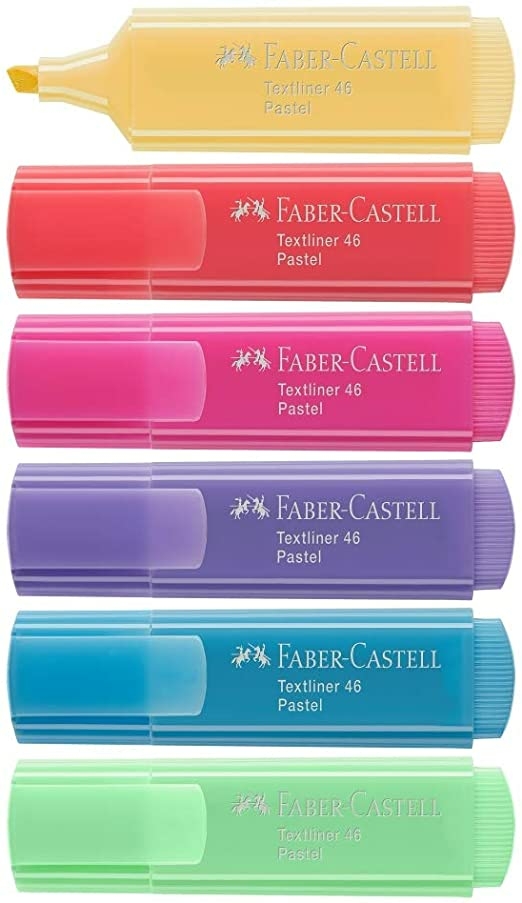 Caneta marca texto FABER-CASTELL pastel 6 cores textliner especial