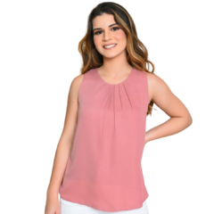 Blusa Luiza em Crepe - Elegância com Pregas e Botão nas Costas